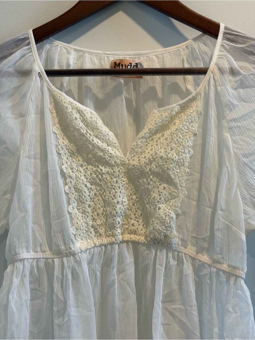 vintage Y2K Mudd brand white milkmaid babydoll top - Picture 3 of 7